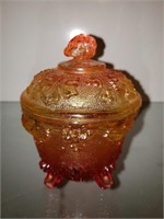 Amberina Covered Footed Bowl