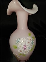 Fenton Milkglass Overlay Pink 10" Vase