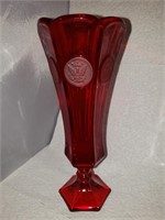 Ruby Red Coin Glass Vase
