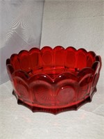 Ruby Red Coin Glass Candy Bowl