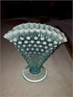 Fenton Blue Hobnail Small Fan Vase