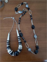 Black Stone Silver Tone Necklaces