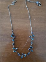 Blue Stone Silver Tone Necklace