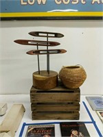 Vintage Crate Basket And Wooden Display As Shown