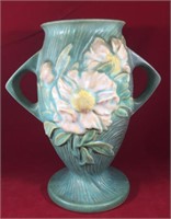 Roseville Green Peony Vase