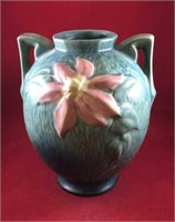 Roseville Green Clematis Double Handled Vase