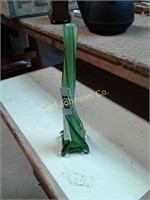HAND BLOWN GREEN GLASS VASE
