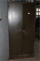 METAL CABINET W/ CONTENTS 6 1/2 FT TALL.