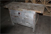 WOODEN WORK BENCH W/4 DRAWERS,