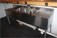 3-BAY STAINLESS STEEL SINK, 6' X 20 1/2 ",