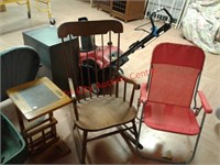 > Oak rocking chair, sofa / chair table, folding