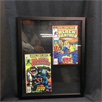 BLACK PANTHER #1 AND #5 COMIC BOOKS IN FRAME