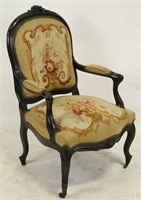 19th CENTURY FRENCH ARMCHAIR & SIDE CHAIR