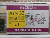 250-Pk Regular 26"x36" Clear Garbage Bags