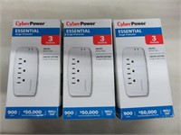 (3) Cyberpower Essential 3-Outlet Surge Protectors