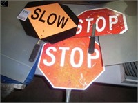 3 stop/slow handheld signs