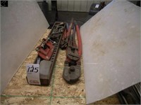 3 bolt cutters, box of assorted drill bits