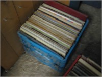 MOSTLY 70's MIXED RECORDS +LP SIZE BLUE MILK CRATE