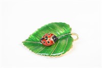 Ladybug on Leaf Pin