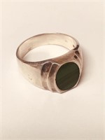 Silver 925 Ring with Green Stone (Malachite)