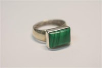 Sterling Ring with Green Stone (Malachite)