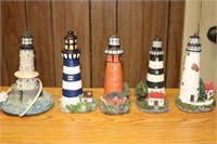5 lighthouses and one of them is lighted