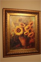 Sunflower picture in a gold frame 2'9" by 3'3"