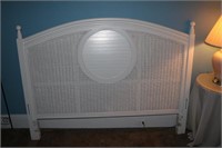 Wicker head board with dresser with mirror and