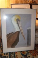 Framed Pelican print SIGNED 4/89 JHG 23" X 29"