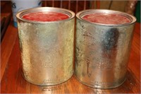2 oyster cans gal one marked Fisher Bros Sanford