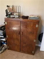 Wood cabinet & content