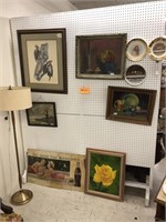 Contents on the wall, Art and mid century lamp