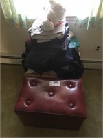 Trunk, clothes, wicker table