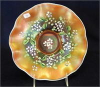 Enameled Single Flower ruffled bowl - peach opal