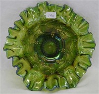 M'burg Holly Sprig 7" crimped edge bowl - green