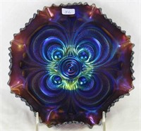 Scroll Embossed 8" ruffled bowl - purple