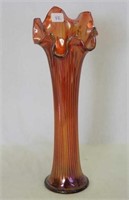 Fenton's Fine Rib 10" vase - red