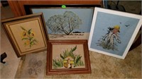 Cruel Embroidery Lot of 4 Prints with Wood Frames