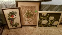 Lot of 3 Cruel Embroidery Prints(Glass on Parrot y