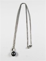 Sterling & Black Pearl Necklace