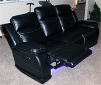 Double  Recliner sofa, Black w/White over stitch