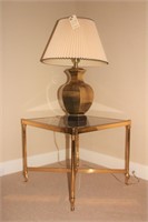 Metal frame, glass light stand with lamp
