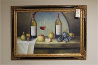 Wine and Fruit Still Life by R. Gosnell