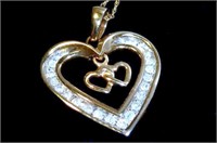 Coeur d’Amour en Vrais Diamants & Chaîne Or 10K