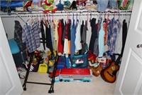 Boys closet of clothes and toys