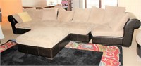 Sectional, round chair and ottoman