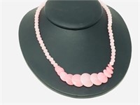pink Jade bead necklace- 18 inches