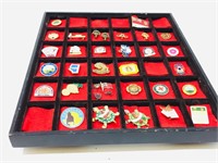 flat display of collectors pins