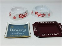 pair of Carlsberg ashtrays - molded  plastic