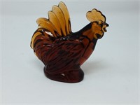 art glass hen / rooster - 4 inches tall
